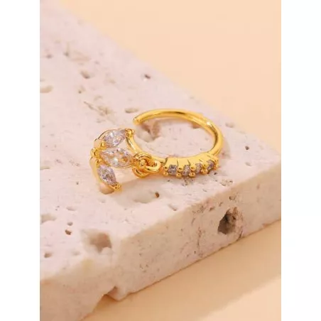 1 pieza Anillo de cobre para la nariz con decoración de diamantes de imitación, simple y elegante para mujeres y niñas, joyería