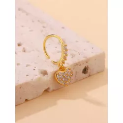 1 pieza Anillo de nariz con decoración de corazón de diamantes de imitación Popular, cobre Simple y elegante para mujeres y niña