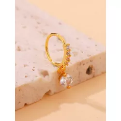 1 pieza anillo de decoración de diamantes de imitación para la nariz, Piercing punk de cristal de cobre para hombres y mujeres,