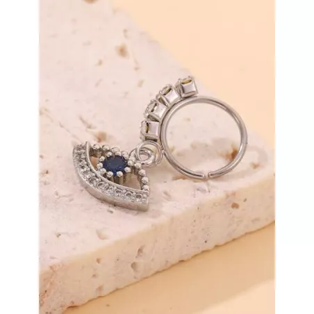 1 pieza Anillo de cobre para la nariz con decoración de ojo de diamantes de imitación, simple y elegante para mujeres y niñas, j