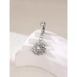 1 pieza Anillo de ombligo de moda con girasol no perforado para mujeres , perfecto para playa vacación