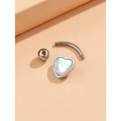 1 pieza Anillo clásico de acero inoxidable sirena cuenta & en forma de corazón ombligo para de mujeres uso diario