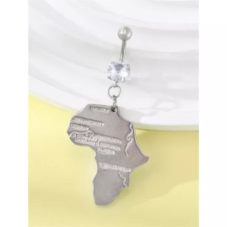 1 pieza tendencia de moda simple dama estilo de acero inoxidable zirconia cúbica plata mapa con botón uña