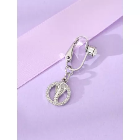 1 pieza Clip tendencia de moda elegante dama estilo recuadro zirconia cúbica redondo serpiente cabeza ombligo