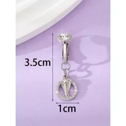 1 pieza Clip tendencia de moda elegante dama estilo recuadro zirconia cúbica redondo serpiente cabeza ombligo