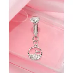 1 pieza Clip tendencia de moda elegante dama estilo incrustado zirconia cúbica hoja redondo ombligo