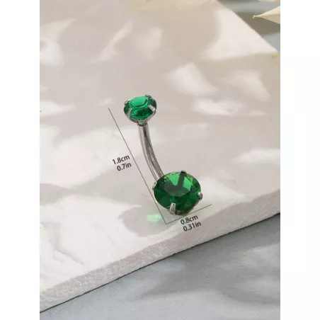 1 pieza Anillo de color de caramelo dulce de acero inoxidable micro incrustado zirconia cúbica ombligo