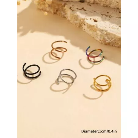 1 paquete/5 piezas Aro para la nariz de acero inoxidable doble aro para mujeres como A regalo