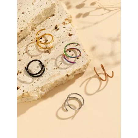 1 paquete/5 piezas Aro para la nariz de acero inoxidable doble aro para mujeres como A regalo