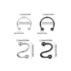 18 piezas 16G girante espiral Anillos de labios aros de acero inoxidable Arete anillos aro Joyas perforantes 10mm