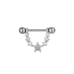 1 pieza moda leche Anillo zirconia cúbica Piercing del cuerpo pezón uña lujo ligero de acero inoxidable con estrella