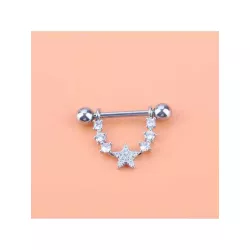 1 pieza moda leche Anillo zirconia cúbica Piercing del cuerpo pezón uña lujo ligero de acero inoxidable con estrella