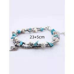 Pulsera tobillera con cuenta loto detalle con diseño de redondo