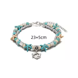 Pulsera tobillera con cuenta loto detalle con diseño de redondo