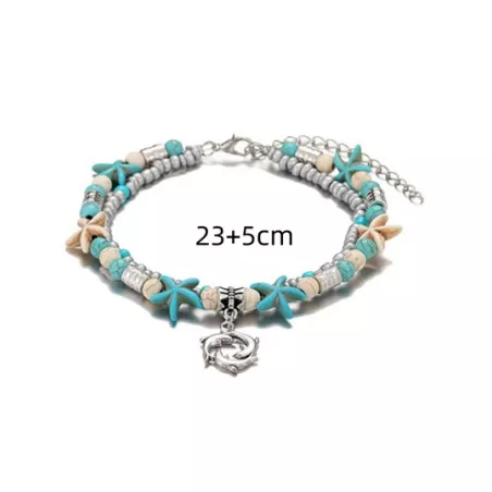 Pulsera tobillera con cuenta loto detalle con diseño de redondo