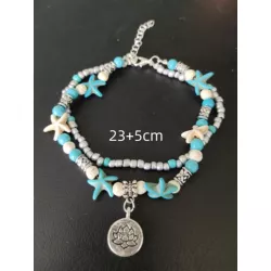 Pulsera tobillera con cuenta loto detalle con diseño de redondo