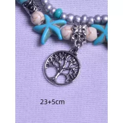 Pulsera tobillera con cuenta loto detalle con diseño de redondo