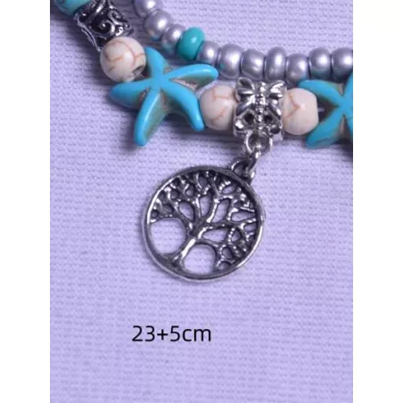 Pulsera tobillera con cuenta loto detalle con diseño de redondo