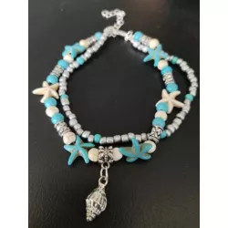 Pulsera tobillera con cuenta loto detalle con diseño de redondo