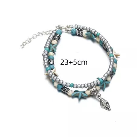 Pulsera tobillera con cuenta loto detalle con diseño de redondo