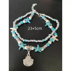 Pulsera tobillera con cuenta loto detalle con diseño de redondo