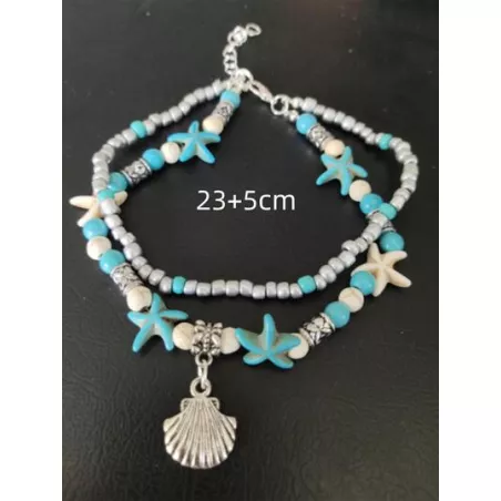 Pulsera tobillera con cuenta loto detalle con diseño de redondo