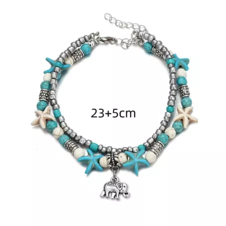 Pulsera tobillera con cuenta loto detalle con diseño de redondo