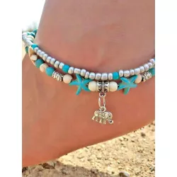 Pulsera tobillera con cuenta loto detalle con diseño de redondo