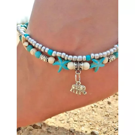 Pulsera tobillera con cuenta loto detalle con diseño de redondo