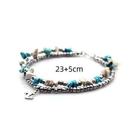 Pulsera tobillera con cuenta loto detalle con diseño de redondo