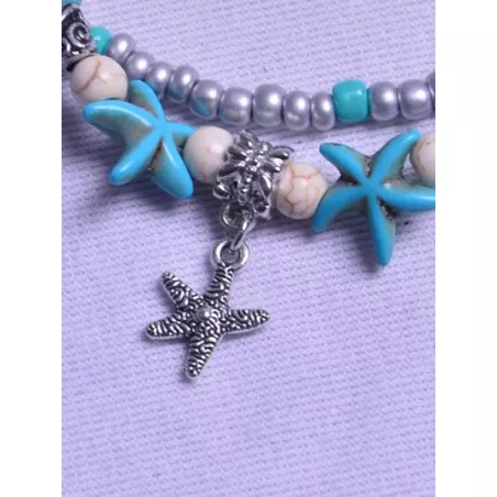 Pulsera tobillera con cuenta loto detalle con diseño de redondo