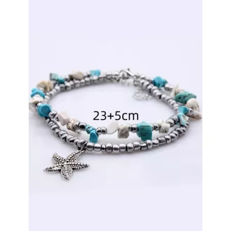 Pulsera tobillera con cuenta loto detalle con diseño de redondo