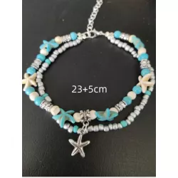 Pulsera tobillera con cuenta loto detalle con diseño de redondo