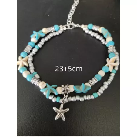 Pulsera tobillera con cuenta loto detalle con diseño de redondo