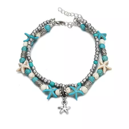 Pulsera tobillera con cuenta loto detalle con diseño de redondo