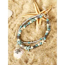 Pulsera tobillera con cuenta loto detalle con diseño de redondo