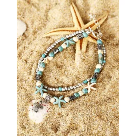 Pulsera tobillera con cuenta loto detalle con diseño de redondo