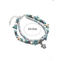 Pulsera tobillera con cuenta loto detalle con diseño de redondo