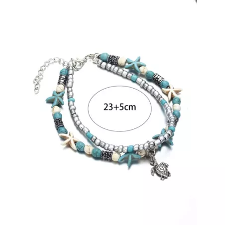 Pulsera tobillera con cuenta loto detalle con diseño de redondo