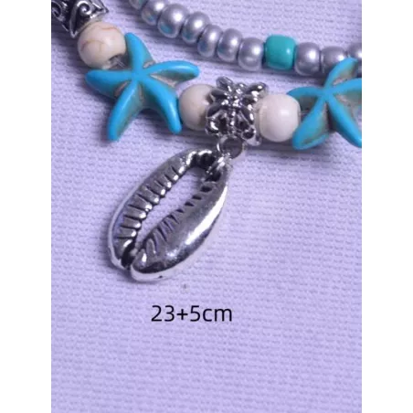 Pulsera tobillera con cuenta loto detalle con diseño de redondo