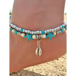 Pulsera tobillera con cuenta loto detalle con diseño de redondo