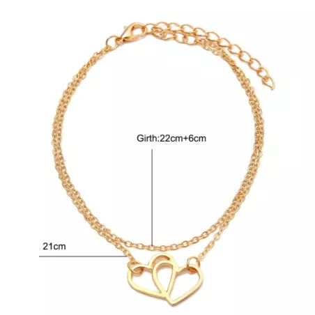 1 set Cadena tobillera de moda con adorno de corazón para mujeres para decoración diaria