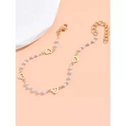 1 set Cadena tobillera de moda con adorno de corazón para mujeres para decoración diaria