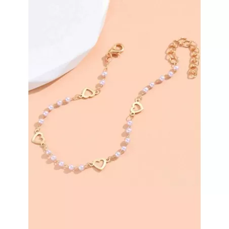 1 set Cadena tobillera de moda con adorno de corazón para mujeres para decoración diaria