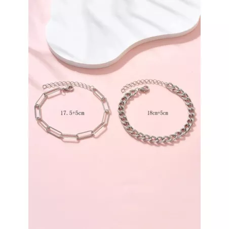 2 piezas/set Pulsera tobillera de moda aleación de aluminio minimalista para mujeres para decoración diaria