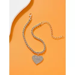 1 pieza Pulsera tobillera atractivo con diamante de imitación con accesorio de corazón para mujeres para fiesta