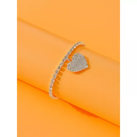 1 pieza Pulsera tobillera atractivo con diamante de imitación con accesorio de corazón para mujeres para fiesta