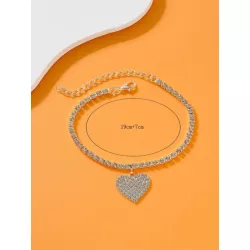 1 pieza Pulsera tobillera atractivo con diamante de imitación con accesorio de corazón para mujeres para fiesta