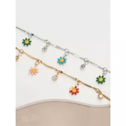 1 pieza Pulsera tobillera moda con diamante de imitación & con accesorio de flor para mujeres para vacación