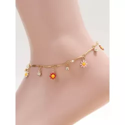 1 pieza Pulsera tobillera moda con diamante de imitación & con accesorio de flor para mujeres para vacación